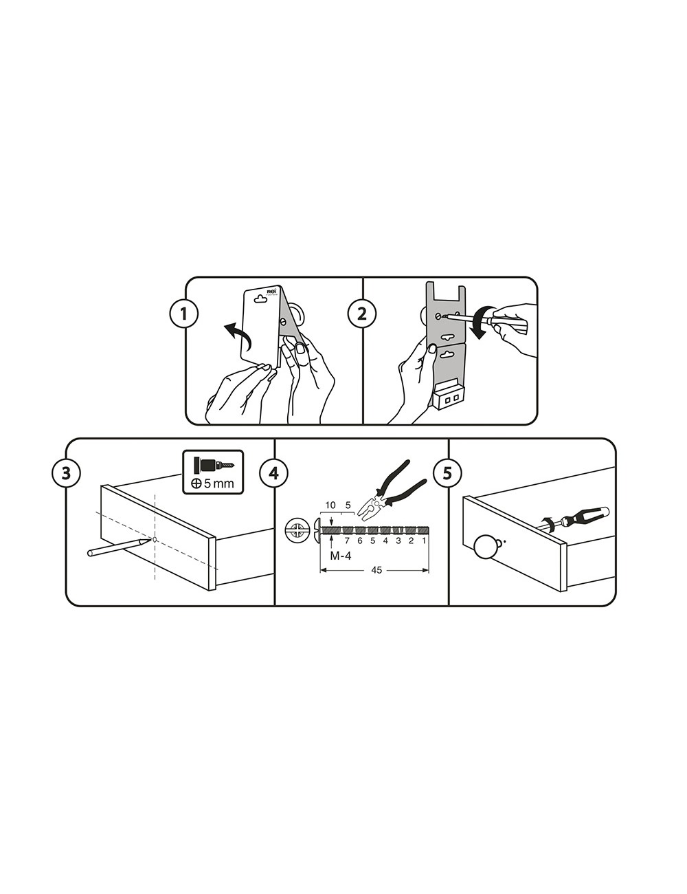 Blister con 4 pomos redondos para mueble fabricado en porcelana acabado ilustrado mod. e815 ø40mm rei