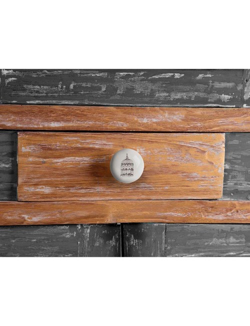 Blister con 4 pomos redondos para mueble fabricado en porcelana acabado ilustrado mod. e815 ø40mm rei