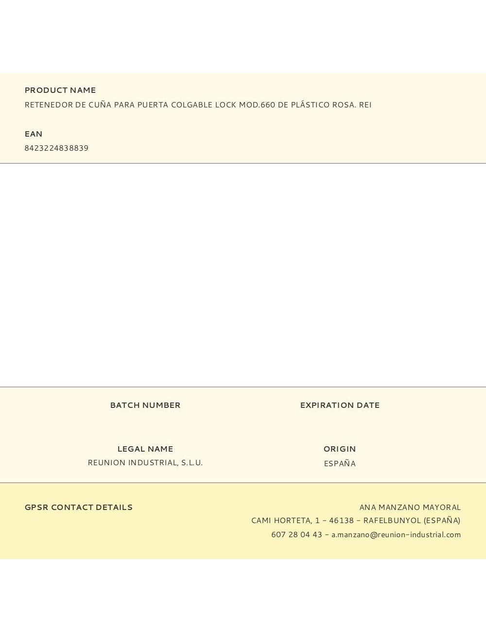 Retenedor de cuña para puerta colgable lock mod.660 de plástico rosa. rei