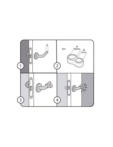 Pack 2 retenedores de puerta para colocación en manilla de plástico flexible transparente. mod. 8. rei