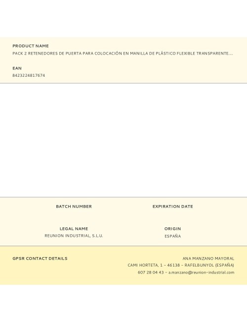 Pack 2 retenedores de puerta para colocación en manilla de plástico flexible transparente. mod. 8. rei
