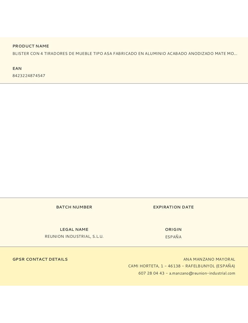 Blister con 4 tiradores de mueble tipo asa fabricado en aluminio acabado anodizado mate mod. 2279 entre puntos 96mm rei