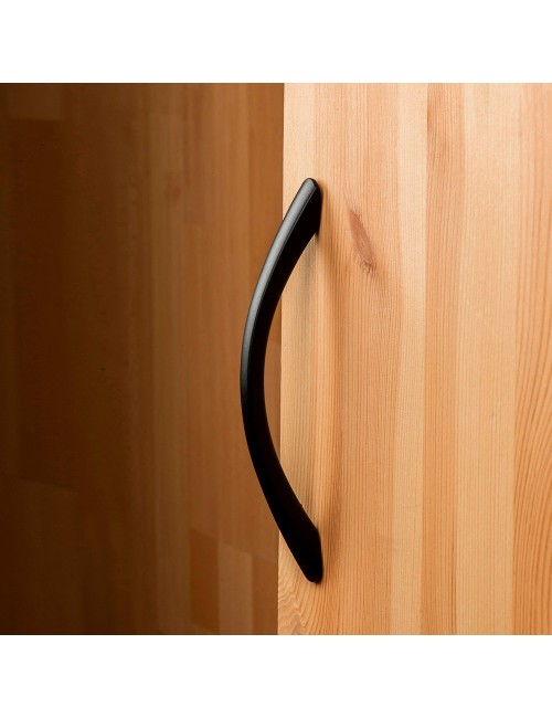 Blister con 4 tiradores de mueble tipo asa fabricado en aluminio acabado negro mate mod. 589a entrepuntos 128mm rei