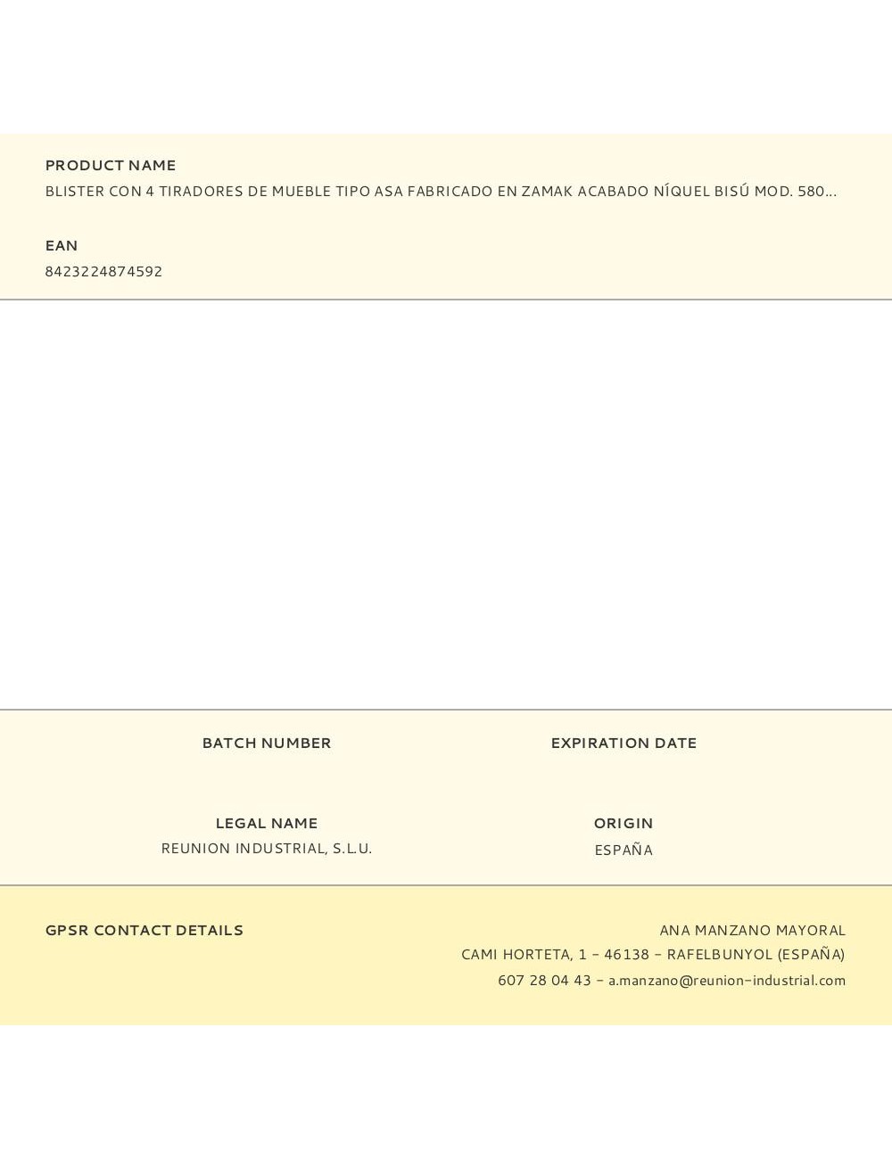 Blister con 4 tiradores de mueble tipo asa fabricado en zamak acabado níquel bisú mod. 580 entrepuntos 96mm rei