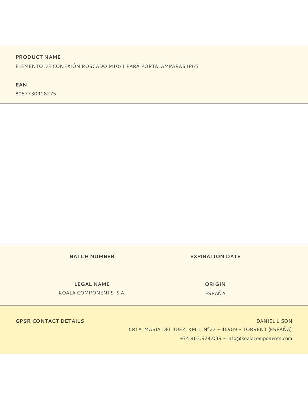 Elemento de conexión roscado m10x1 para portalámparas ip65