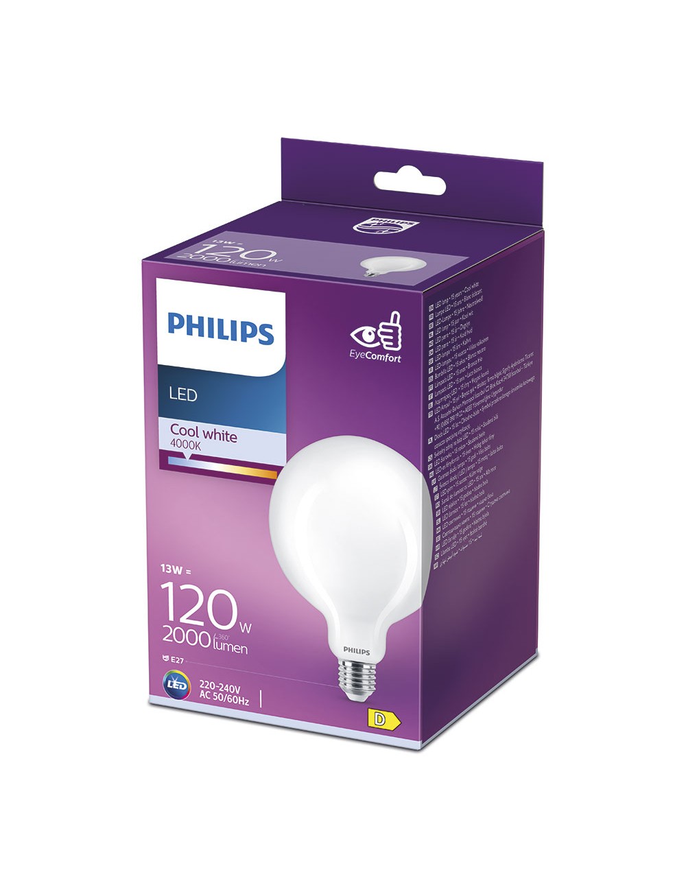 Bombilla globo led e27 13 w 2000 lm 4000 k luz dia ø12,4 x 17,7 cm