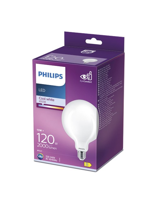 Bombilla globo led e27 13 w 2000 lm 4000 k luz dia ø12,4 x 17,7 cm