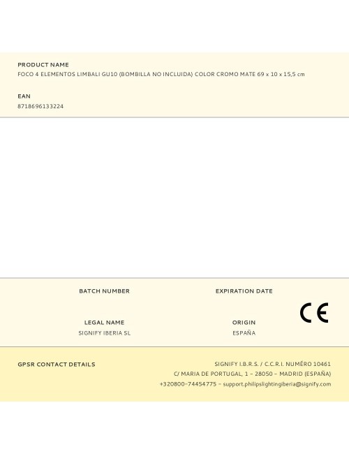 Foco 4 elementos limbali gu10 (bombilla no incluida) color cromo mate 69 x 10 x 15,5 cm