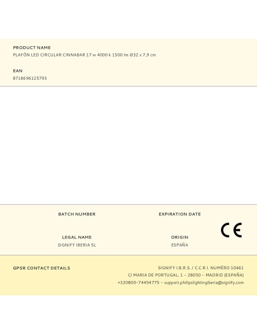 Plafón led circular cinnabar 17 w 4000 k 1500 lm ø32 x 7,9 cm