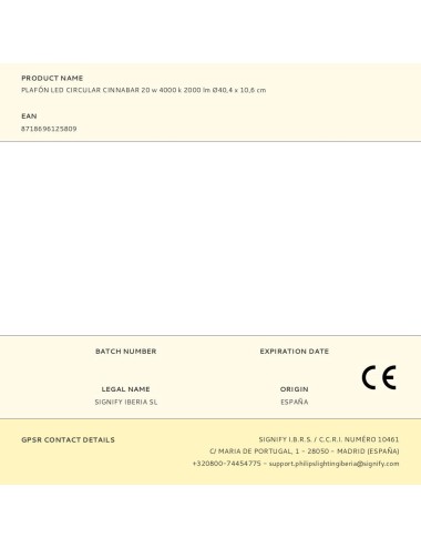 Plafón led circular cinnabar 20 w 4000 k 2000 lm ø40,4 x 10,6 cm