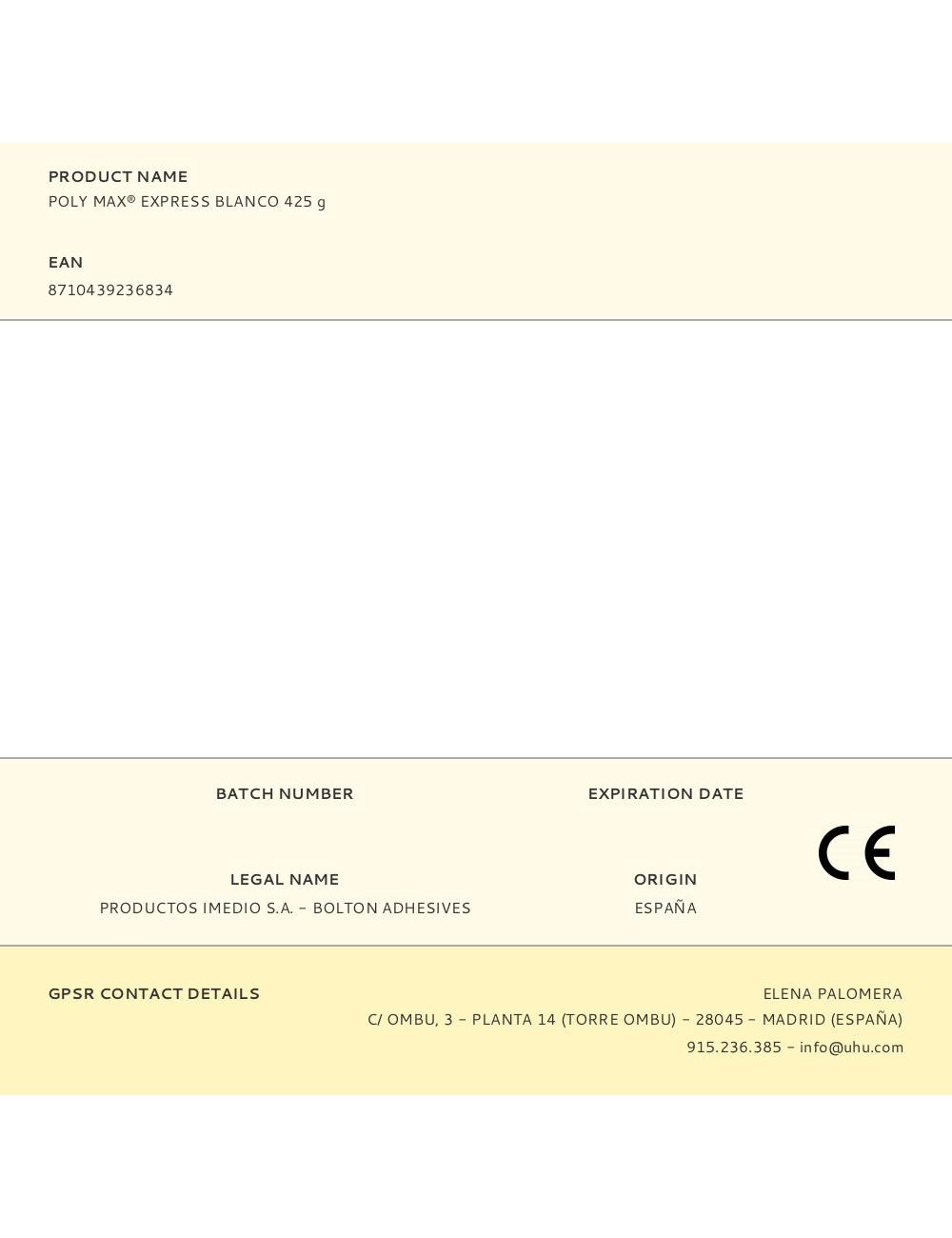 Poly max® express blanco 425 g