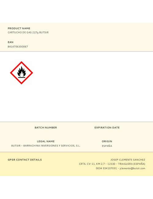 Cartucho de gas 227 g