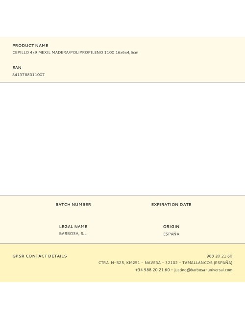 Cepillo 4x9 mexil madera/polipropileno 1100 16x6x4,5cm