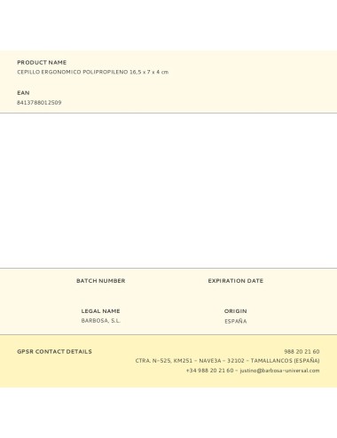 Cepillo ergonomico polipropileno 16,5 x 7 x 4 cm