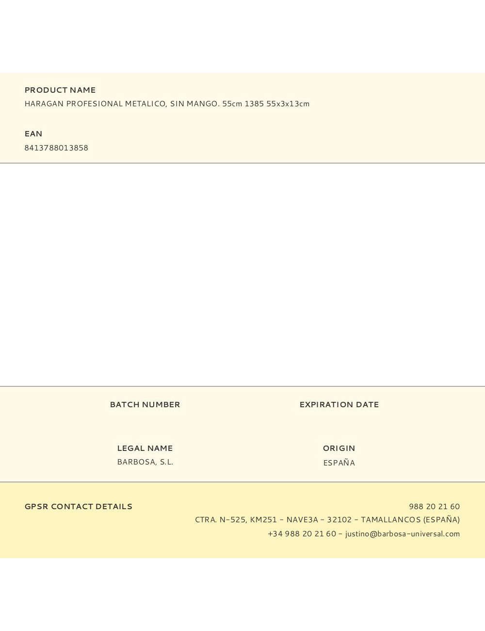 Haragan profesional metalico, sin mango. 55cm 1385 55x3x13cm