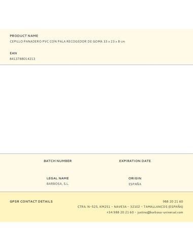 Cepillo panadero pvc con pala recogedor de goma 33 x 23 x 8 cm