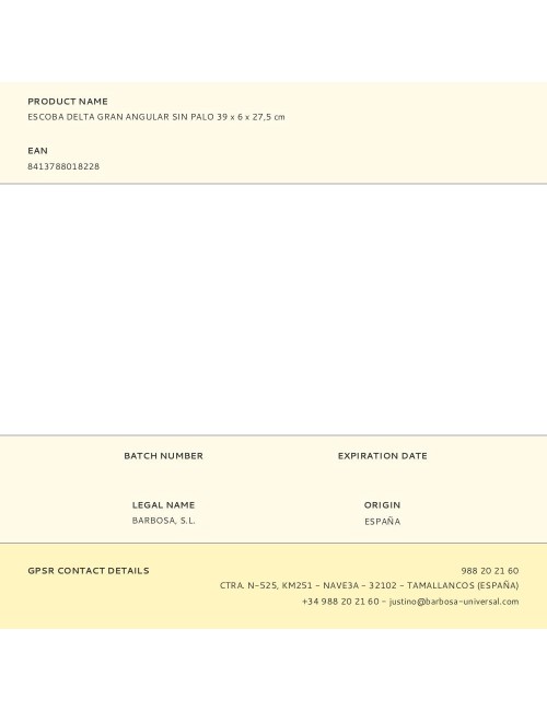 Escoba delta gran angular sin palo 39 x 6 x 27,5 cm