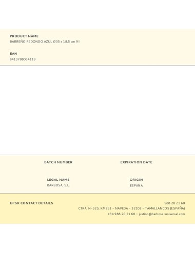 Barreño redondo azul ø35 x 18,5 cm 9 l