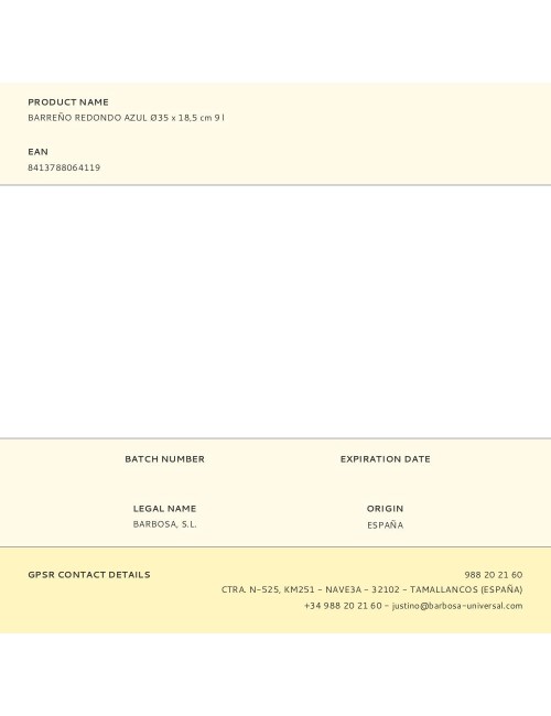 Barreño redondo azul ø35 x 18,5 cm 9 l