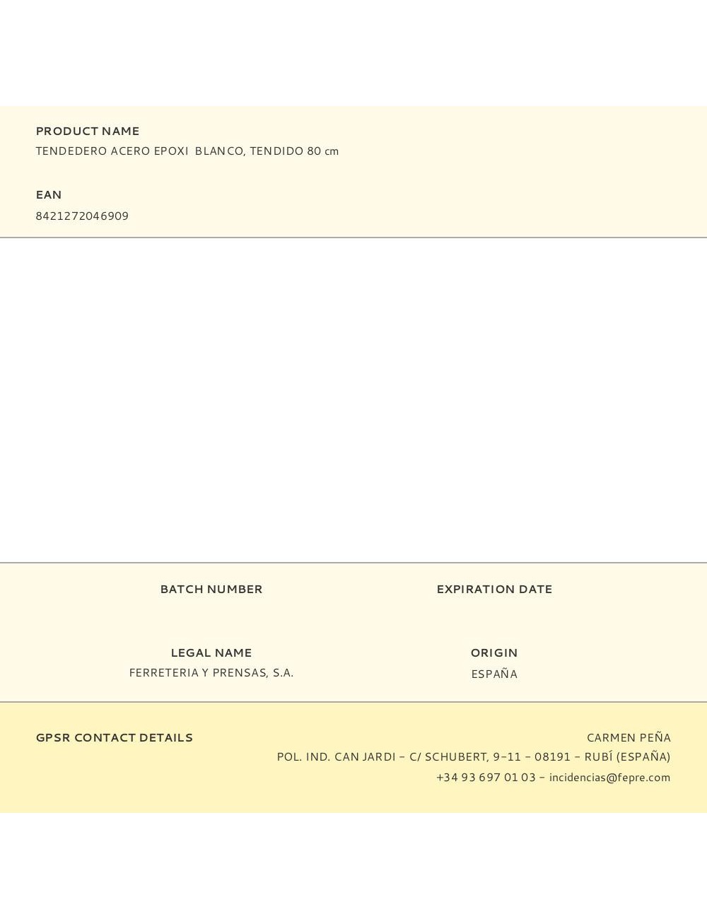 Tendedero acero epoxi blanco, tendido 80 cm