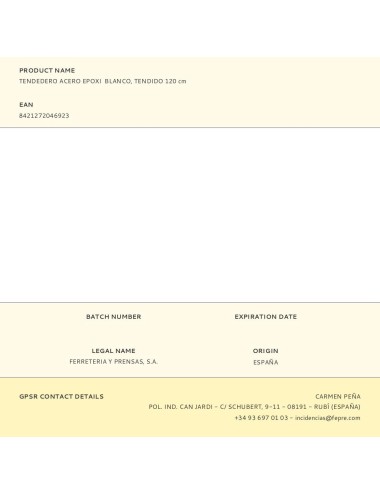 Tendedero acero epoxi blanco, tendido 120 cm