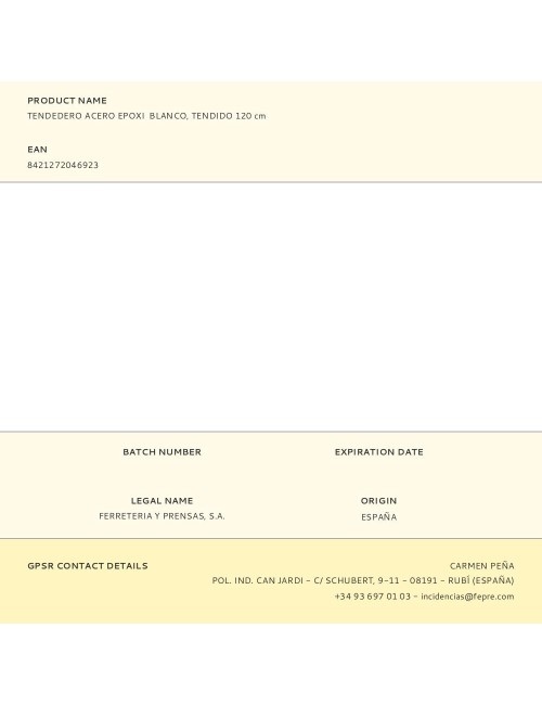 Tendedero acero epoxi blanco, tendido 120 cm