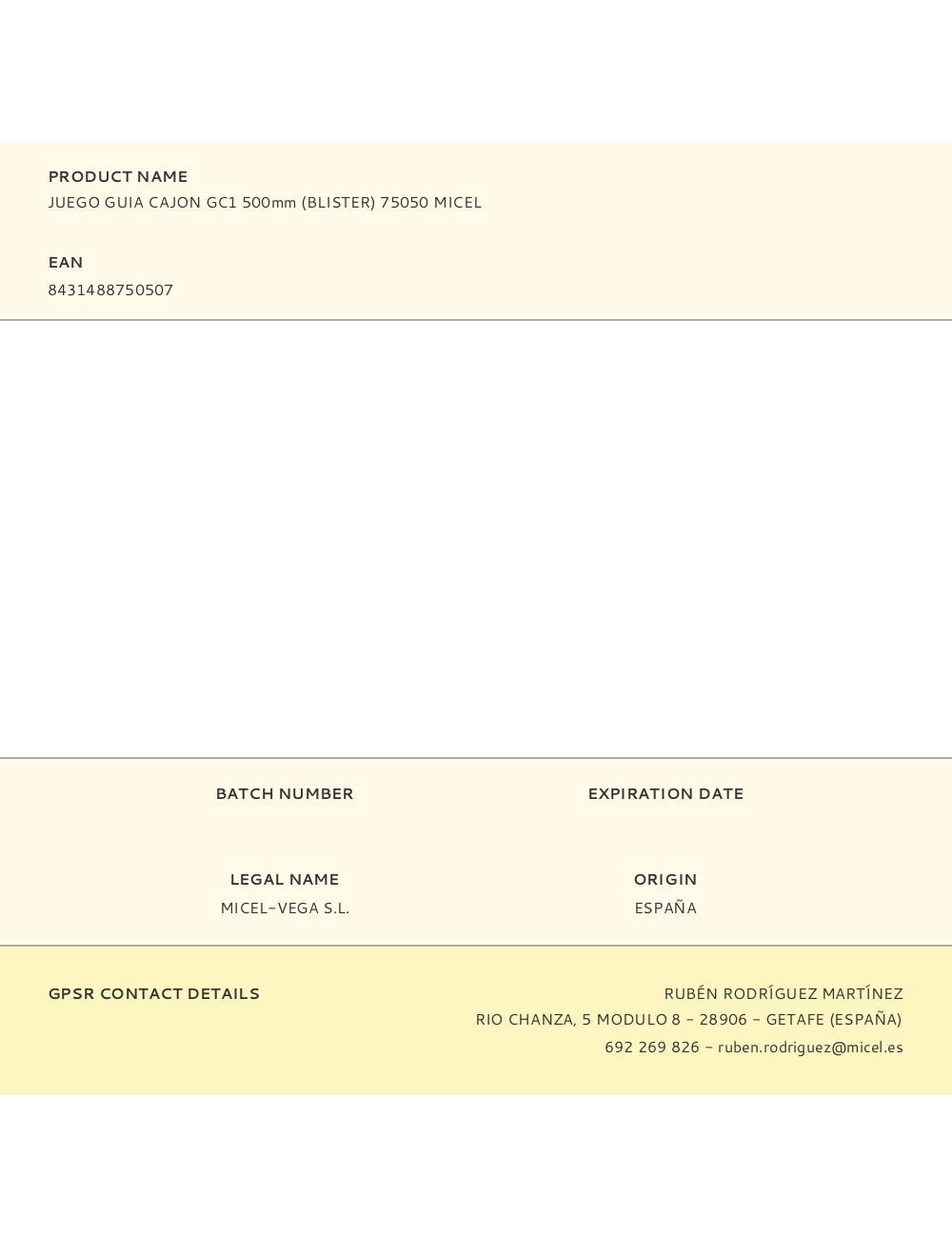 Juego guia cajon gc1 500mm (blister) 75050 micel