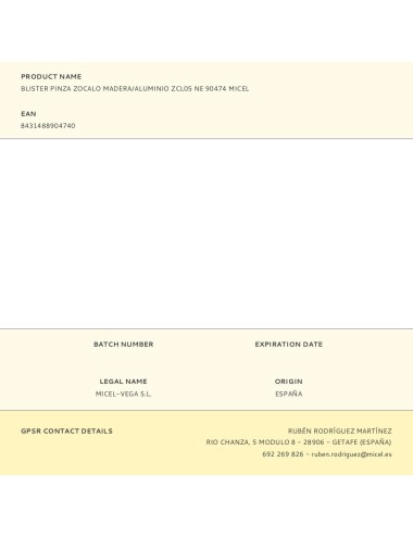 Blister pinza zocalo madera/aluminio zcl05 ne 90474 micel