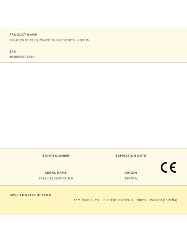 Secador de pelo iónico turbo smooth 2200 w