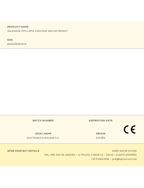 Soldador tipo lápiz 220v/30w hrv120 proskit