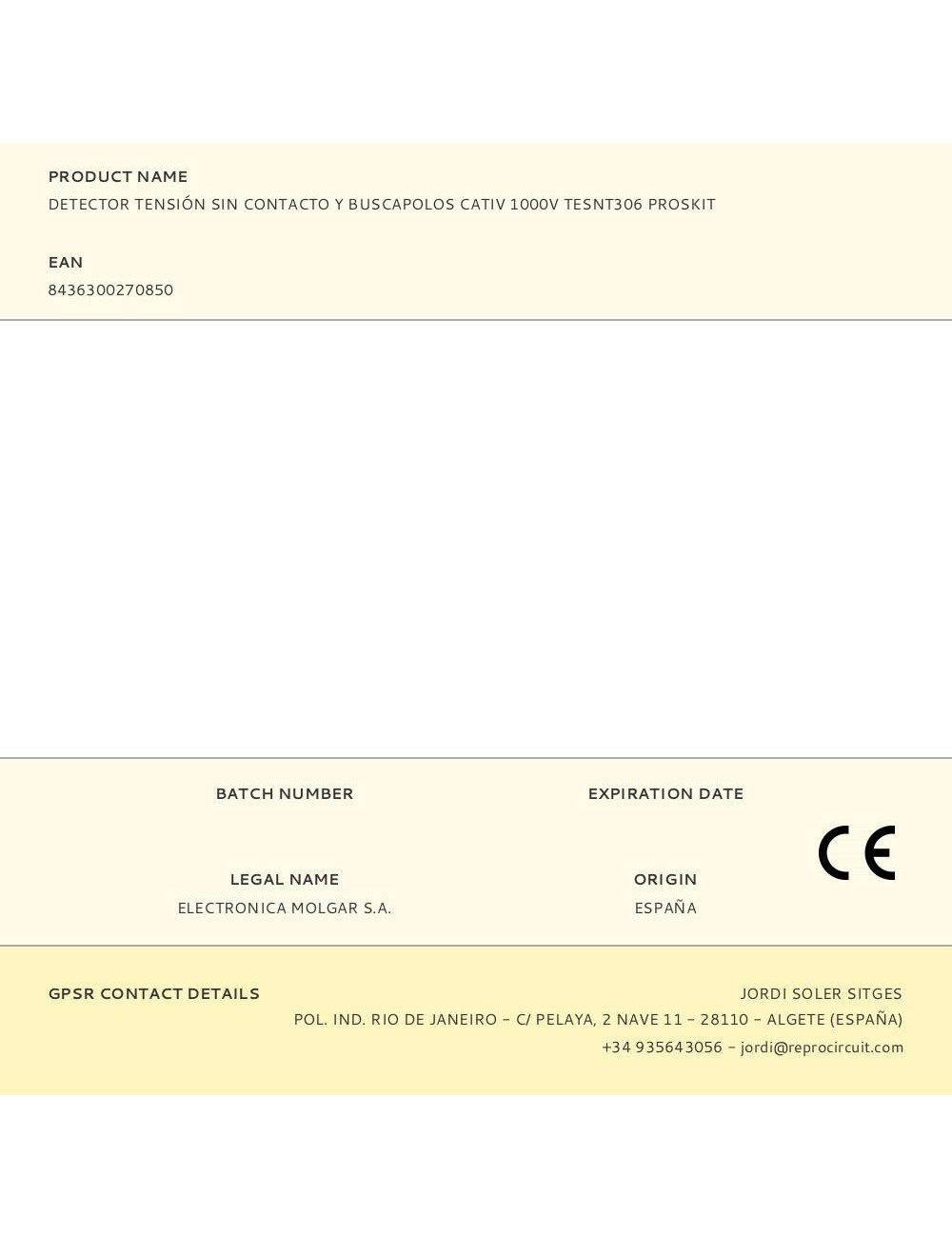 Detector tensión sin contacto y buscapolos cativ 1000v tesnt306 proskit