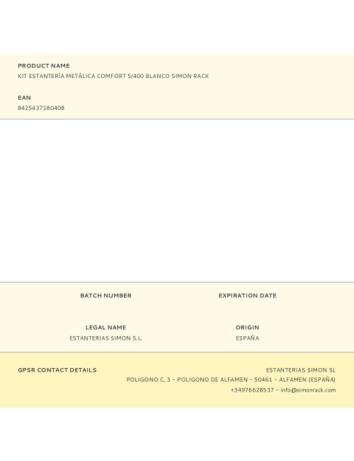 Kit estantería metálica comfort 5/400 blanco simon rack