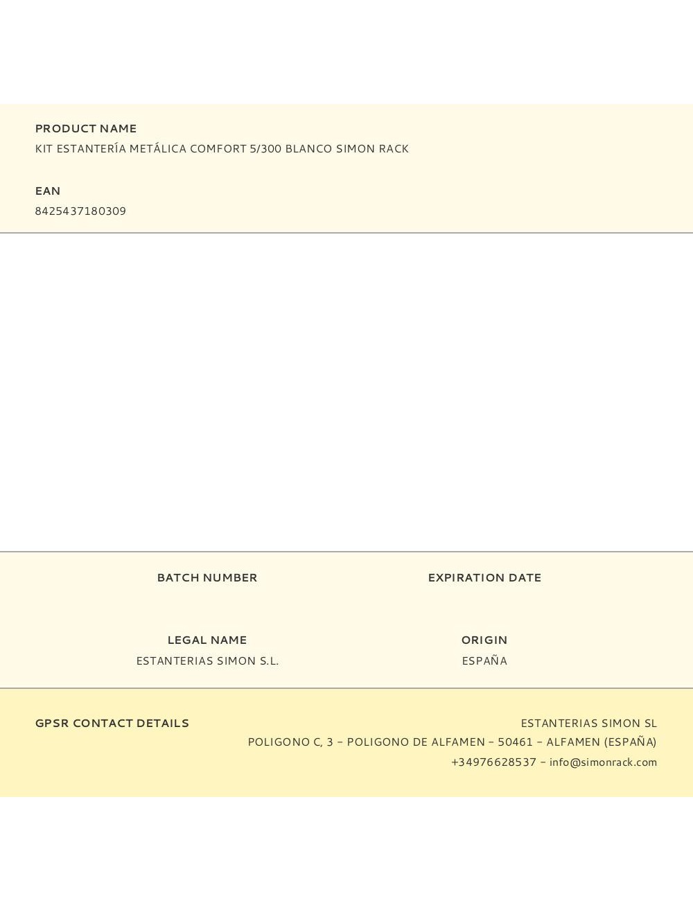 Kit estantería metálica comfort 5/300 blanco simon rack