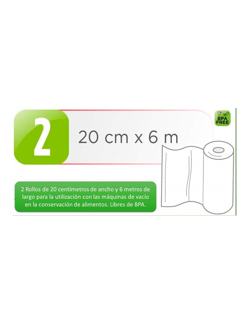 Rollos de conservación al vacío 20 x 600 cm, 2 uds