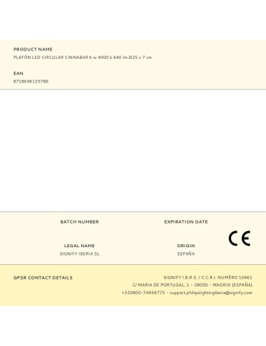 Plafón led circular cinnabar 6 w 4000 k 640 lm ø25 x 7 cm