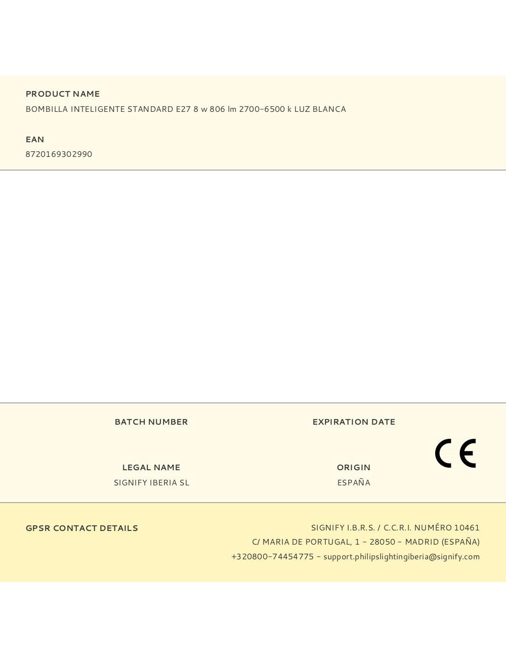 Bombilla inteligente standard e27 8 w 806 lm 2700-6500 k luz blanca