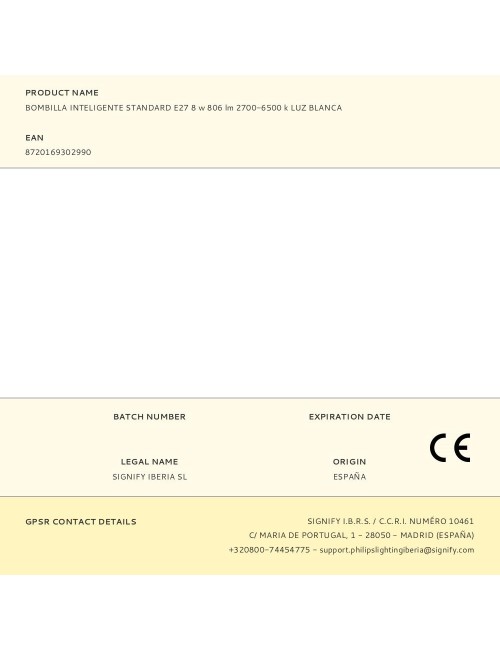 Bombilla inteligente standard e27 8 w 806 lm 2700-6500 k luz blanca