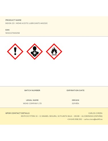 Bidon 25 l. wd40 aceite lubricante 44025/e