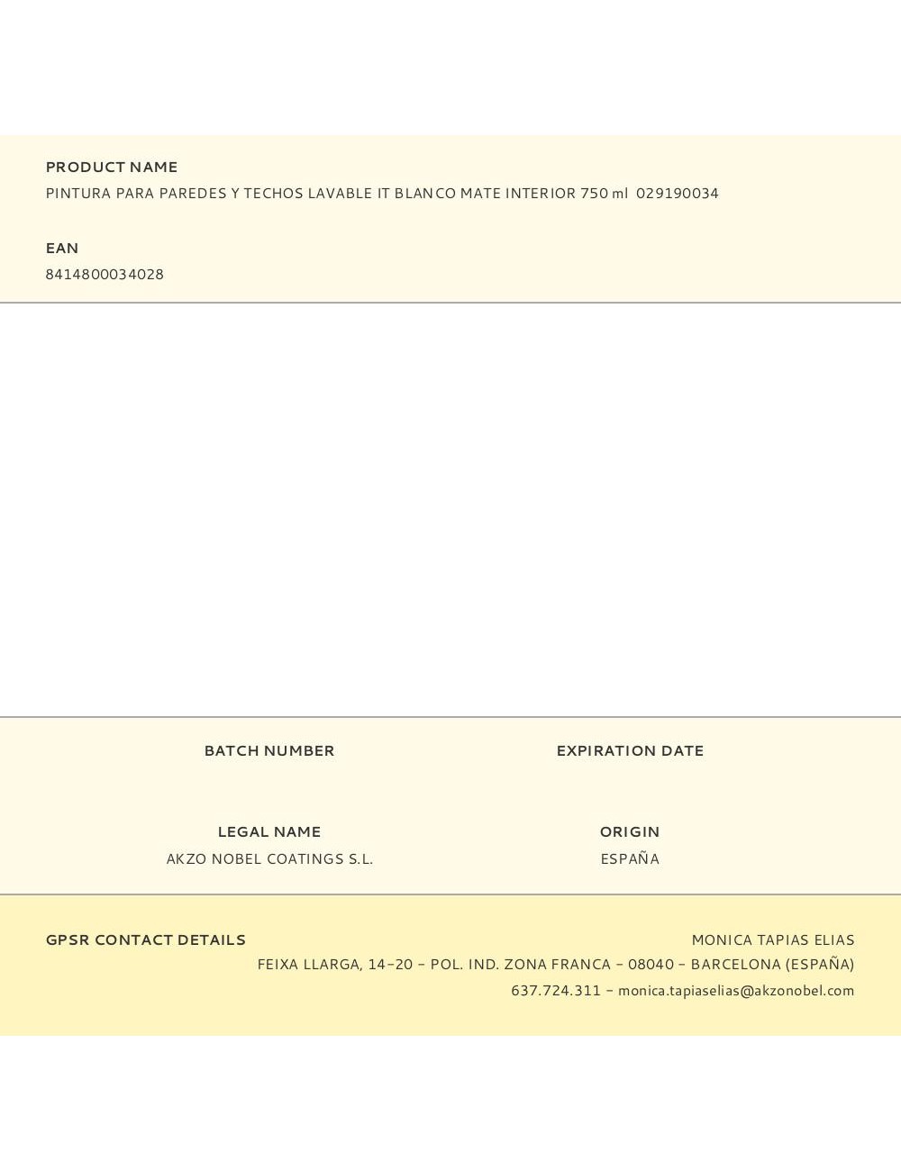 Pintura plástica vinílica interior lavable blanco mate 750 ml