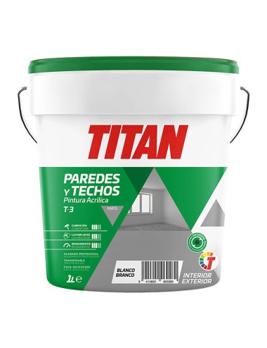 Pintura plástica acrílica estirenada interior/exterior t-3 blanco mate 1 l