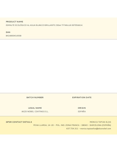 Esmalte ecológico al agua blanco brillante 250 ml