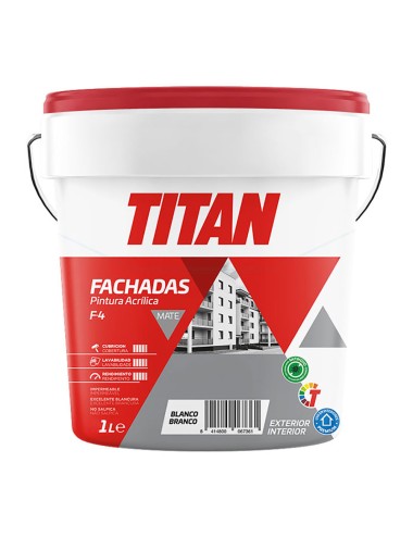 Pintura plástica acrílica estirenada interior/exterior fachadas blanco mate 1 l