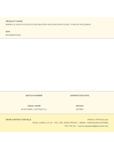 Barniz al agua ecológico decoración incoloro mate 250 ml