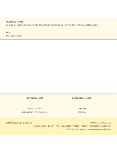 Barniz al agua ecológico decoración incoloro brillante 750 ml