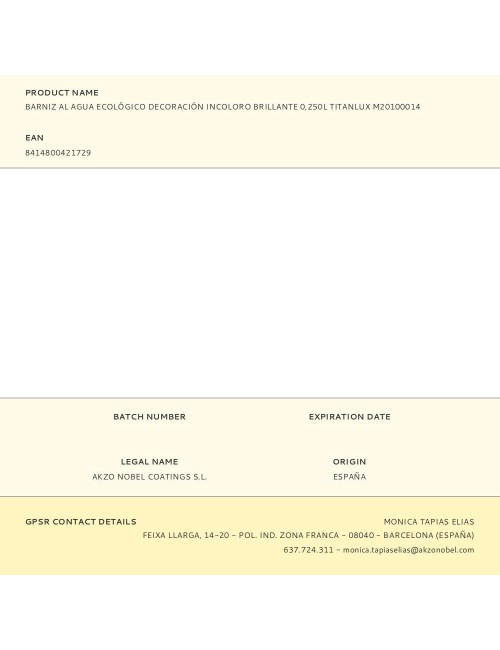 Barniz al agua ecológico decoración incoloro brillante 250 ml