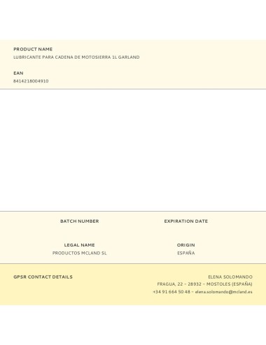 Lubricante para cadena de motosierra 1l garland