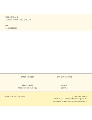 Aceite 2t sintetico 1l. garland