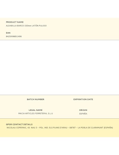 Aldabilla barco 150mm latón pulido