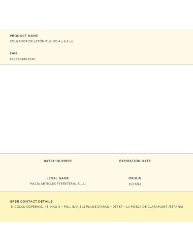 Colgador de latón pulido 4 x 4,5 cm