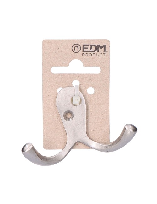 Colgador doble de latón níquel mate 7,5 x 5 cm